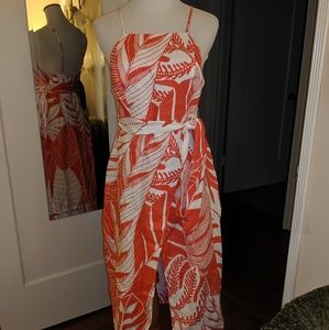 Farm Rio Red Leaf Midi Dress